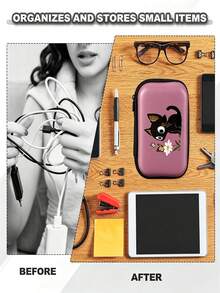 Cat Pattern Multi-Functional Zipper Pouch For USB Cable & U Disk - Protective Storage Organizer, Foldable Travel Bag,Portable Beauty Storage Bag,Multifunctional Storage Bag, Perfect For Halloween, Christmas And Other Holiday Gifts. - Multicolor - View 8