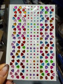 3/1Sheets 3D Rhinestone Face Body Gem Stickers,Shiny Multi‑Color Crystal Rhinestone With Water Droplet Shape, Heart-Shaped, Aurora Circular, Horse Eye Self‑Adhesive Jewel Decals, Festival Rave Party Makeup Decor For Face, Body, Nail & DIY Craft - Multicolor - View 9