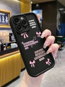 1件 極簡宗教標語 God 粉色蝴蝶結圖案 加厚防摔 全包覆 柔軟手機殼，適用於 iPhone 11/12/13/14/15/16/17 Pro Max - 彩色 - 查看 2