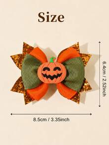 2pcs Thanksgiving Turkey Bow Hair Clips,Multicolor Glitter Ribbon Alligator Clips,Cute Autumn Hair Accessories Gift For Girl Kid Party Holiday Wear No Card - Multicolor - View 11