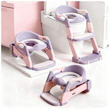UBRAVOO 2-In-1 Toddler Potty Training Seat With Step Stool Ladder, Foldable Potty Chair With Soft Cushion & High Backrest, Adjustable Toilet Trainer - Mauve Purple - View 10