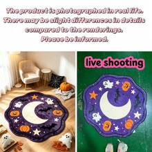1 tấm thảm tròn màu tím họa tiết trăng, bí ngô, dơi, sao Halloween, thảm trải dưới giường, thảm trang trí nhà cửa, thảm phòng ngủ, thảm nhỏ, thảm phòng khách, thảm nhỏ phòng khách, thảm ngoài trời, tăng phong cách cho ngôi nhà, phù hợp trang trí thêm nét quyến rũ cho gia đình, cải thiện niềm hạnh phúc - Nhiều màu - Xem 3