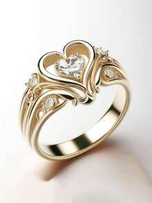 1pc Romantic Cubic Zirconia Ring For Women, Wedding Engagement Party Jewelry, Valentine's Day Gift - 1# - View 2