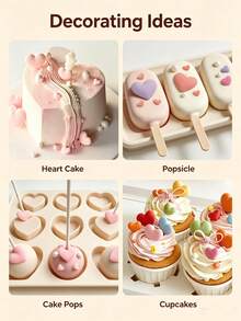 Heart Silicone Mold Different Sizes, Nonstick Chocolate Candy Bakeware For Pastry, Cookie & Cake Decorating - Beige - View 6