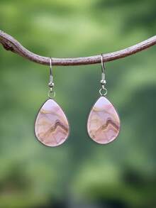 YUJUGLOW 1 Pasang Anting-Anting Tetesan Air Motif Pasir Hisap Merah Muda Abstrak dari Baja Tahan Karat 316 untuk Pemakaian Sehari-hari Wanita - Baby Pink - View 7