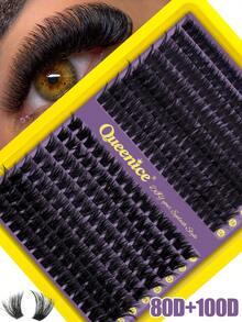 Queenice 80D & 100D Thick Fluffy Individual Lash Clusters, Mixed 9‑16mm D Curl Segmented False Eyelashes, DIY Home Eyelash Extensions, Lightweight Reusable Synthetic Volume Lashes, Single Tray Pack, Dramatic Eye Look For Dating, Party, Wedding & Daily Makeup - D - View 1