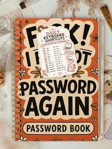 1pc Retro Spiral Password Book With Keyboard Shortcut Sticker, Login Organizer For Usernames & Password Hints, Halloween Notebook Office Decor And Accessories Nurse Essentials Bible Study Materials - A - View 7
