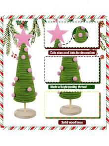 Mini Desktop Christmas Tree Decor, Compact Size Doesn't Take Up Much Space, Exquisite And Beautiful Design. Suitable For Placement On Desks, Counters And Other Locations, Can Be Used As Daily Home Decor Accent Or For Christmas Party Scene Decoration, Easily Creating A Warm And Festive Atmosphere. - Multicolor - View 10