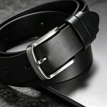 Men's Belt With Alloy Buckle, Casual Business Belt, Fashion Accessory | Exquisite Appearance | High-Quality Leather, Ideal Gift For Father And Husband - Black - View 7