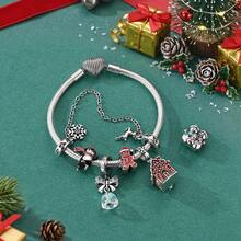 1 Pieces Original Design Silvery Color Christmas Charms Beads Colorful Christmas Tree Snowman Cubic Zirconia Inlay Fits Original Bracelet DIY Making - Multicolor - View 2