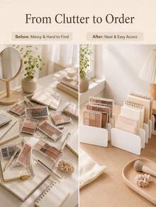 Rak Organizer Meja Multi-Slot Warna Putih, Tempat Penyimpanan Palet Kosmetik untuk Kompak Makeup, Memo Pad, Perencana, Buku, Kartu, File, Ponsel, Tablet & Perlengkapan Meja, Meja Kantor, Kamar Tidur, Ruang Tamu, Ruang Kecantikan, Hadiah Ulang Tahun, Liburan & Pesta Rumah Baru - MultiWarna - View 3