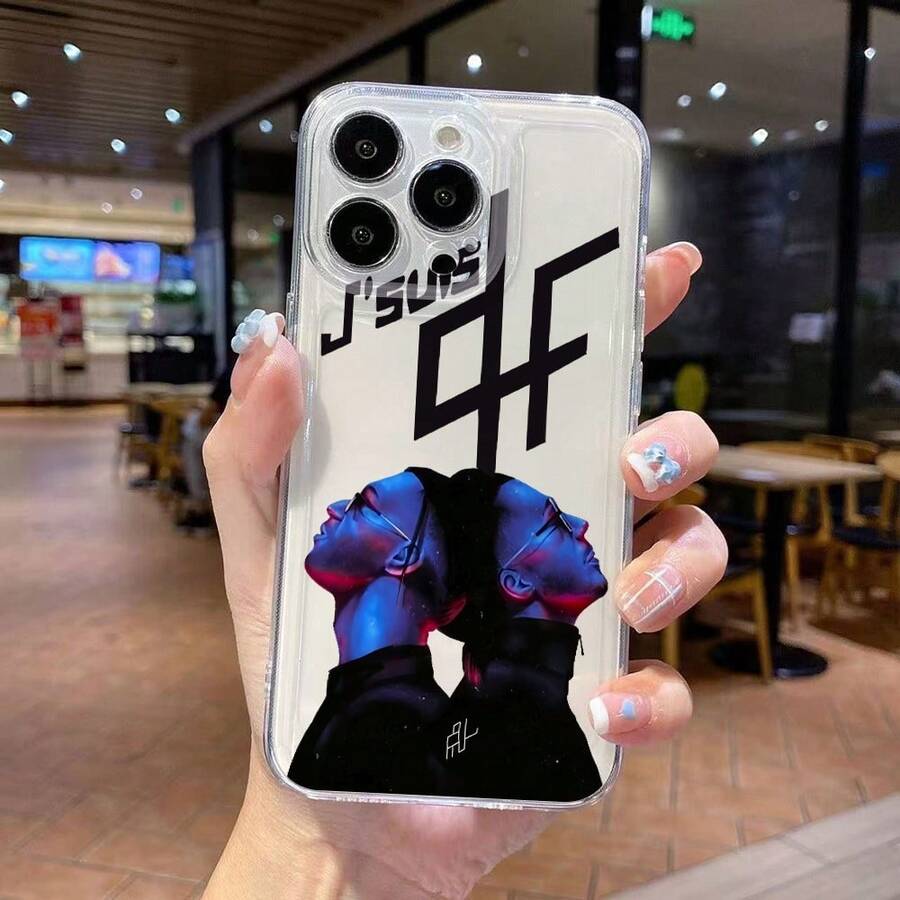 Street Hip-Hop Gesture Symbol Rapper JuL C'est Pas Des Lol Print Black Phone Case, Shockproof Matte Back, Full Coverage Hard Protective Shell For Daily Use - Multicolor - View 1