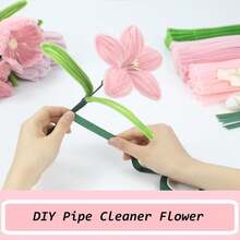 Kit Membuat Bunga Tulip dengan Pembersih Pipa Warna-warni, Pita Batang Bunga dan Selotip Floral, Set Kerajinan Buket Buatan Tangan DIY untuk Dekorasi Pesta & Hadiah Hari Raya - Beraneka warna - View 6
