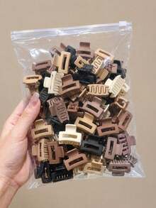 50pcs Girls Small Cute Square Hair Clips 2.5cm Mini Brown Cartoon Hair Accessories Suitable For Daily Styling And Flyaway Hair Management - Multicolor - View 3