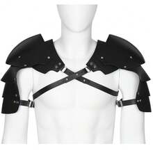 Medieval 4-Layer Shoulder Armor Nordic Viking Brown & Black Vintage Cosplay Knight Warrior Armor Shoulder Guards Stage Performance Halloween Prop - Multicolor - View 6