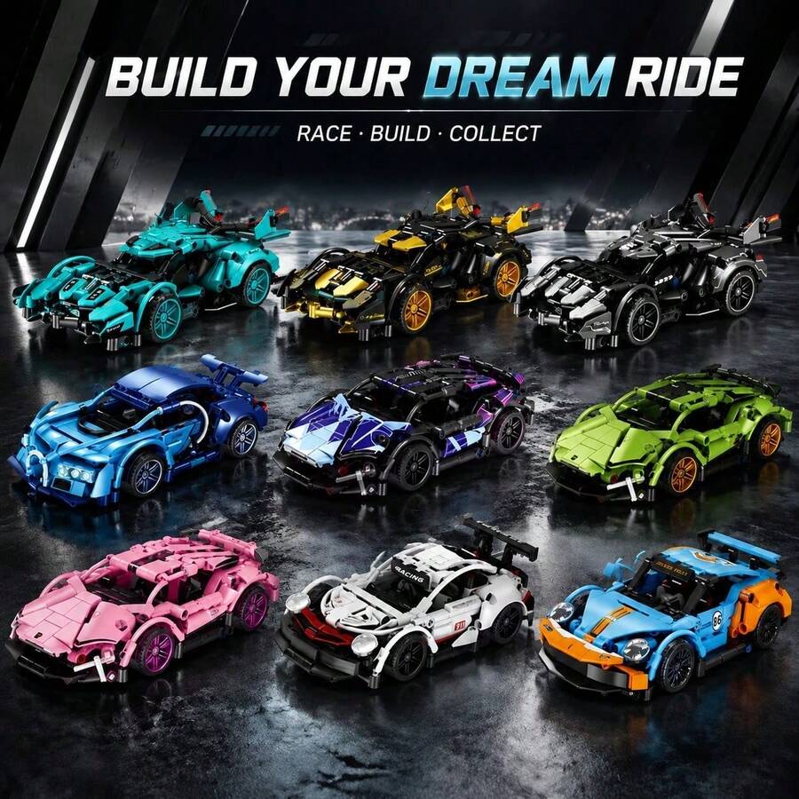 304pcs Sports Car Building Blocks, Adult Collectible Supercar Model, Halloween Christmas Thanksgiving Birthday Gift - Multicolor - View 1