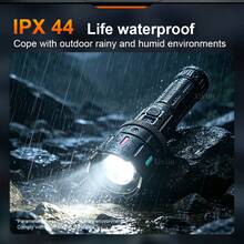 500000LM LED Flashlight, Long Shot 1000M 30W Tactical Torch, Zoomable IPX4 Waterproof Flash Light With Power Bank Function, 5 Light Modes, Digital Power Display For Camping Hiking Emergency - Black - View 8