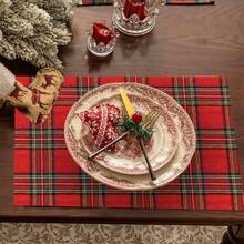 1/2/6pcs Plaid Vintage Square Napkins, Washable Decorative Napkins For Christmas Family Gathering Banquet Table Setting - Multicolor - View 11