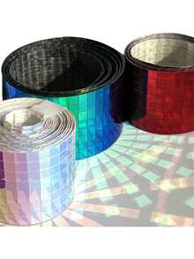 1 Roll Colorful Self-Adhesive Mosaic Tile Sticker, Suitable For Disco Theme Decoration, Decorative Stickers, Cards, Crafts And Art Collage, Reflective Mirror Ball Mirror Surface Sticker Decoration, 3D Wall Sticker - Multicolor - View 5