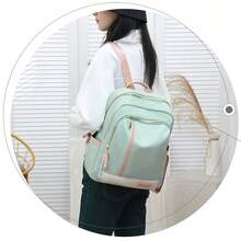 1PC Large Capacity Women's Waterproof Backpack, New Large Capacity Casual Versatile College Style Backpack, Korean Version Multi-Pocket Casual Daily Backpack, Lightweight Scratch-Resistant Nylon University School Bag, Multi-Function Office Work And Weekend Travel Mom Backpack, Essential For Travel, Business Trip And Outdoor - Multicolor - View 10
