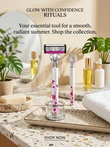 Pisau Cukur Manual Wanita, Kepala Presisi, Pisau Cukur Tubuh Gagang Panjang Motif Bunga, Menghilangkan Rambut dengan Halus dari Kaki, Ketiak, dan Garis Bikini, Gagang Alat Kosmetik Motif Bunga Merah, Gagang Alat Kosmetik Motif Bunga Merah, Pegangan Pengganti Logam Perak untuk Pisau Cukur dan Stik Kecantikan, Portabel untuk Perawatan Kulit Sehari-hari - beraneka warna - View 4