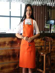 Thickened Waterproof Apron, Cross Back Strap Design, With Pockets, Unisex, Kitchen Oil-Proof Apron, Suitable For Nail Salon, Hair Salon, Restaurant, Server, Kitchen, Bathroom, Home, Household Items - Black - View 8