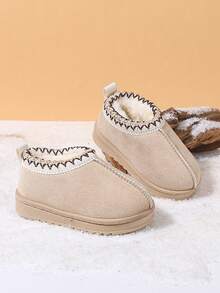 1 Pair Kids Knitted Sock Cuff Snow Boots Winter New Non-Slip Baby Warm Boots - Beige - View 2