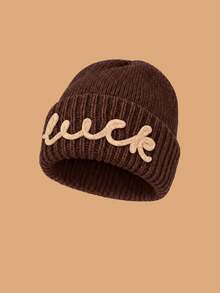 Women's Embroidered Knit Beanie, Soft Ribbed Winter Hat With Folded Brim, Warm Elastic Casual Cap, Suitable For Cold Weather, Outdoor Walking, Commuting, Travel, Daily Wear And Autumn/Winter Outfit Matching - Multicolor - View 10