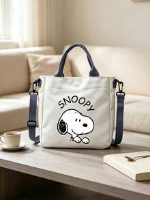 1pc Cute Snoopy Print Canvas Tote Bag, Suitable For Women And Girls, Detachable And Adjustable Shoulder Strap, Large Capacity, Lightweight Casual Handbag, Multi-Functional Daily Use Bag, Suitable For Shopping, Travel, School, Work, Commuting - Multicolor - View 6