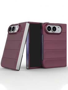 Luxury Solid Color Case Compatible With IPhone 18 Fold Ultra Minimalist Stylish Shockproof Protective Cover Shell With Top Front Panel Bottom Back Case - Plum - View 7