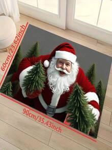 1pc New Christmas Best Seller - Daily Decoration - Holiday Decoration - Christmas - Santa Claus & Pine Tree Rug, Suitable For Living Room, Bedroom, Indoor - Machine Washable - Flannel Material, Delicate Texture, Comfortable To Skin, No Pilling, Easy Care, Odorless - Perfect For Home Decor, Room Decor, Living Room Rug, Bedroom Rug, Bathroom Rug, Kitchen Rug, Area Rug, Hotel Decor - Area Rug, All Season - Multicolor - View 13
