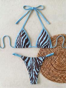 Damen Schwarz & Gelb 2-teiliges Bikini Set, elegantes Badeanzug Outfit, geeignet für Strandurlaub, Party, Weihnachten und Halloween - Verschiedenfarbig - Übersicht 3