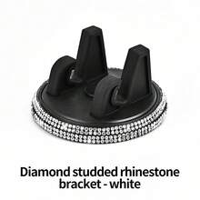 1pc Car Phone Holder, Rhinestone Car Phone Mount, 360° Adjustable Car Dashboard Phone Holder, Self-Adhesive Car Phone Holder, Suitable For Most Phones - A - View 10