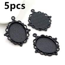 5pcs 18x25mm Inner Size Alloy Pendant Cabochons Blank Base Setting Bezel Tray DIY Jewelry Making Accessories Findings - 18x25mm - View 8