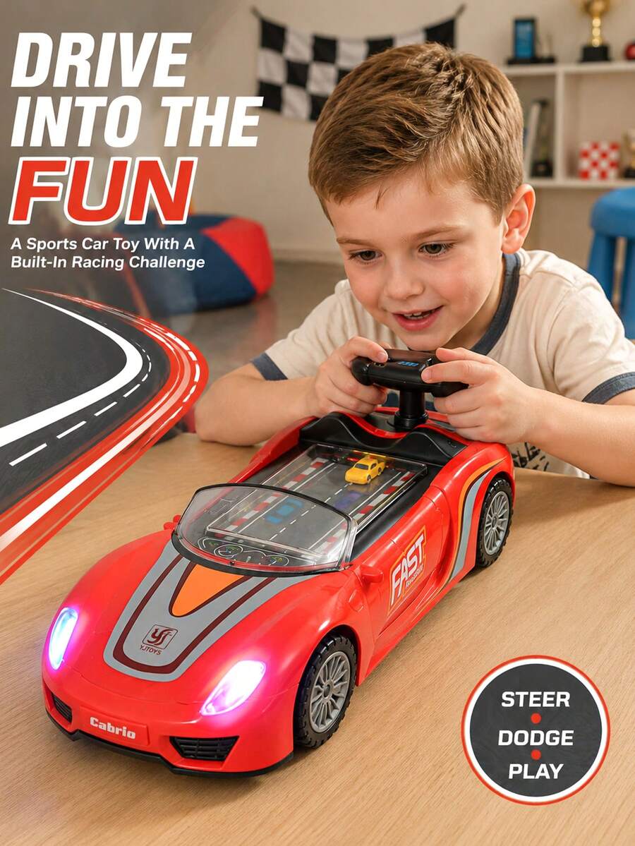 Children's Racing Game - Interactive Driving Simulator, Steering Wheel Toy With Rotating Column, Car, Christmas, Toy, Sensory Toy, Kids Toy, Montessori Toy - Multicolor - View 1