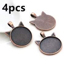 4Pcs 25mm Inner Size Cat Head Shape Alloy Pendant Cabochons Blank Base Setting Bezel Tray DIY Jewelry Making Accessories - Cat Head - View 11