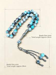 10mm 33 Beads Tasbih Prayer Beads, Ramadan Islamic Misbaha Rosary With Metal Tassel Pendant, Multi-Color Stone Texture, Ramadan Eid Religious Gift, Suitable For Men And Women - 33 Pieces - View 6