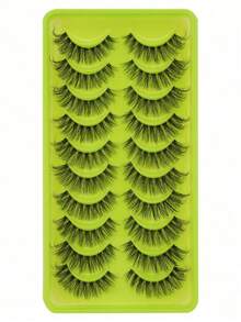 Voluminous Russian Style DD Curl False Eyelashes, Fluffy Synthetic 3D Faux Mink Lashes, Cat Eye Style, Exquisite 8D Full Row Thick Lashes, Lifting Eye Shape Effect, Full & Dense Design, Extended & Thickened Outer Corner, Makeup Lashes, Natural Look, Faux Mink Texture, Realistic Short-Term Lash Extension Effect - Multicolor - View 7