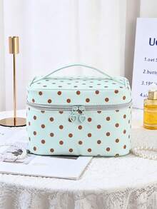 1Pc/Set Polka Dot Print High-Value Cosmetic Bag,Large Capacity PU Skincare Bag Portable Travel Toiletry Bag,Waterproof Makeup Bag For Daily Use - Multicolor - View 21