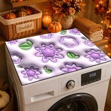 Luckybutterfly Flat Printed 3D Visual Effect Floral Washer Dryer Top Protective Mat, Anti‑Slip Dustproof Household Appliance Top Cover Pad Home Decor - Multicolor - View 3
