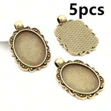 5pcs 18x25mm Inner Size Oval Alloy Pendant Cabochons Blank Base Setting Bezel Tray DIY Jewelry Making Accessories Findings - 18x25mm - View 11