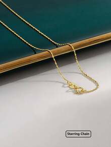 1pc Minimalist Design Layered S925 Sterling Silver Necklace, Delicate Jewelry, Suitable For Daily Wear, Gift - Gold - View 5