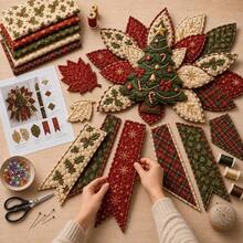 Extra Large DIY Christmas Quilted Door Hanging Sewing Kit, Suitable For Front Door Wall Decoration, Pre-Cut Fabric With Patchwork Design, Hangable, Hand Washable Handmade Project, No Tools Required - Multicolor - View 1