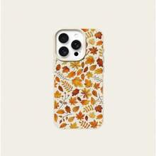 1pc TPU Material Colorful Autumn Leaf Pattern Phone Case Suitable For IPhone 17 Pro Max/17/16 Pro Max/15/13/12/11/ S20 FE/A15/S24/A55/ Note 11/Note 12/Note 13 Pro Full Coverage Anti-Drop Soft Shell Phone Protective Cover - White - View 5