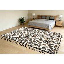 1pc Beige Base Gray-Brown Leopard Print Rectangular Rug, Luxury Nordic Style Short Pile Black Edged Doormat, Suitable For Living Room, Sofa, Coffee Table, Bedroom, Study, Daily Home Decor For All Seasons - Multicolor - View 11
