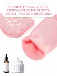 1 Pair High Absorption Gel Moisturizing Foot Socks, Reusable, Pink, Skin-Friendly, At-Home Spa, Hydrating & Nourishing - Baby Pink - View 8