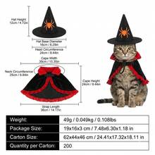 Pet Halloween Costume Set, Cute Witch Hat And Cape Outfit, Suitable For Cats And Dogs, Spooky Pumpkin And Spider Pattern Dress Up Clothes, Fun Party Photo Props, Suitable For Puppies And Kittens - Multicolor - View 4