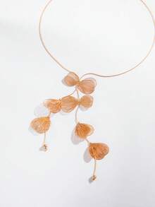 imoli 1pc/Fashion Old Money Exaggerated Style Metal Large Copper Computer Chip Butterfly Shape Tassel Long Necklace Suitable For Women's Daily, Workplace, Commute Outfit Jewelry Gift - 28296-g - View 4