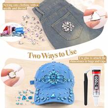 130顆透明縫製水鑽，金屬底座爪鑲縫製水鑽，混色形狀縫製玻璃寶石，適用於珠寶、衣物、服飾、鞋子、洋裝、配件 - 湖藍 - 查看 8