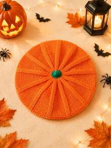1pc Cute Pumpkin Hat, Women's Knitted Pumpkin Beanie, Soft & Warm, Elastic & Comfortable, Suitable For Halloween Party And Autumn/Winter Holiday Accessory - Multicolor - View 6